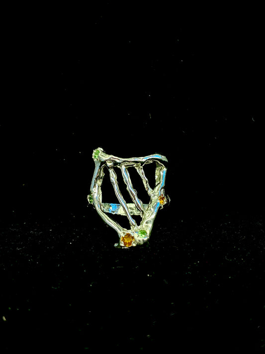 Irish Flag Molten Harp Ring