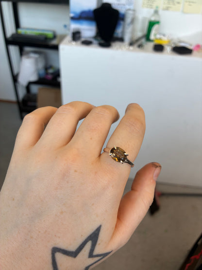 Smokey Quartz Claw Ring