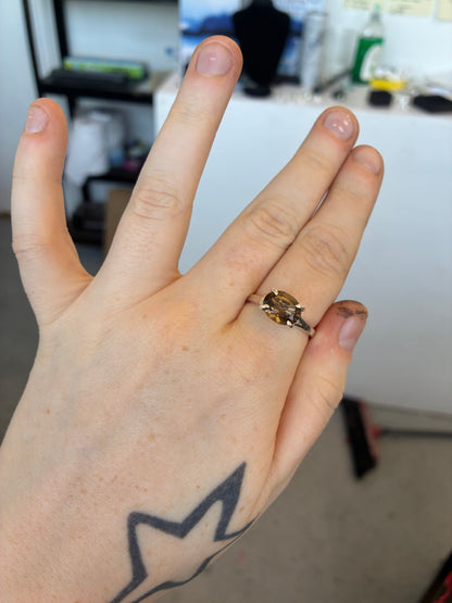 Smokey Quartz Claw Ring