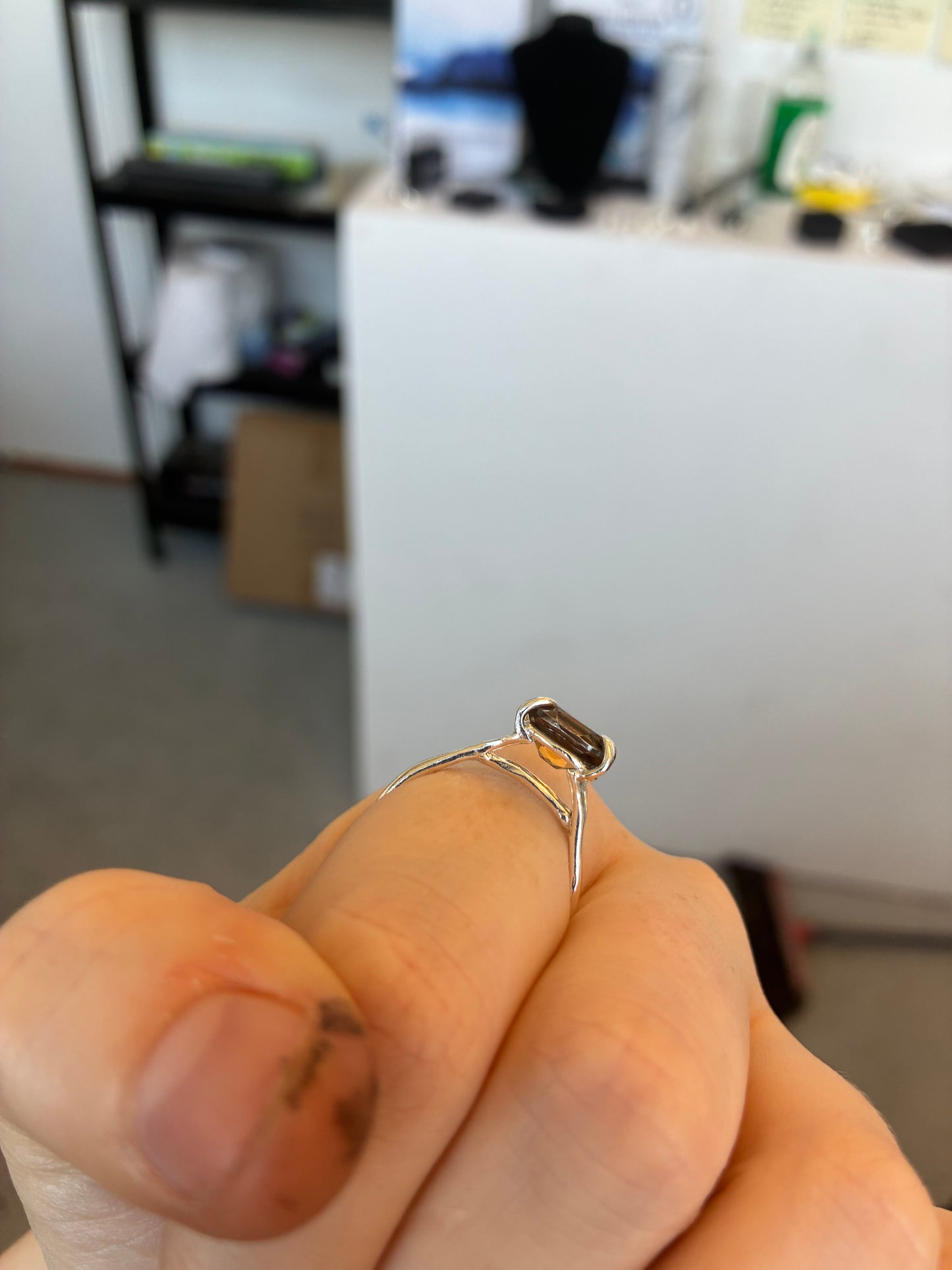 Smokey Quartz Claw Ring
