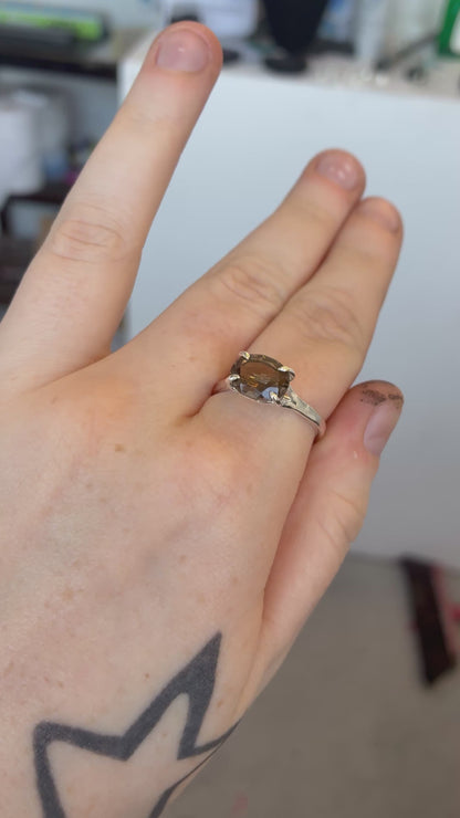 Smokey Quartz Claw Ring